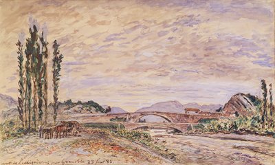 The Pont de Lesdiguieres, near Grenoble by Johan Barthold Jongkind